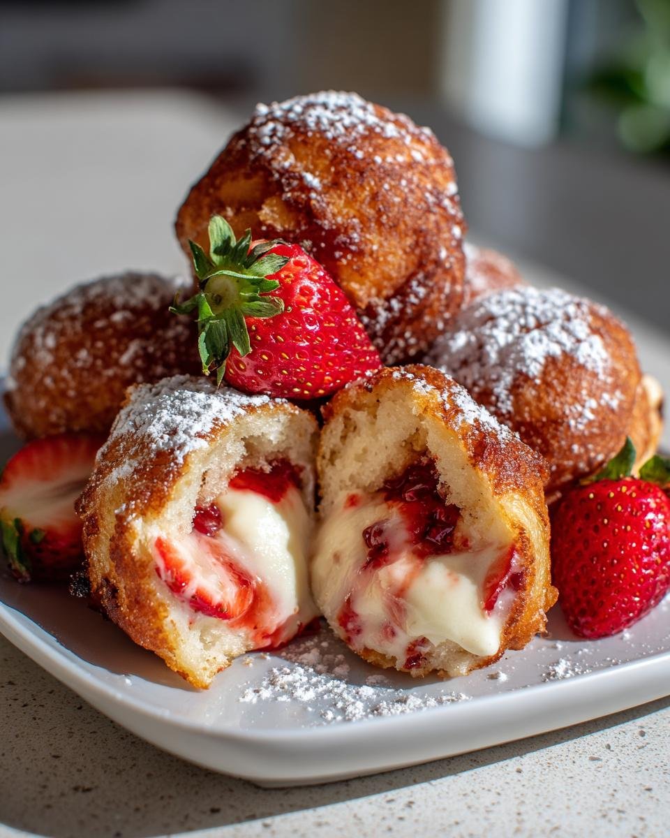Beignets fourrés au cheesecake et aux fraises - detail 1