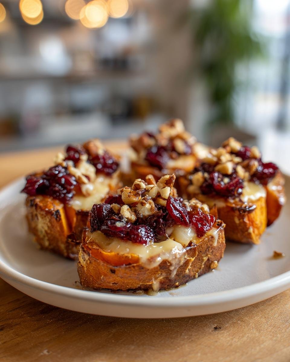 Bouchées de patate douce à la sauce aux canneberges et au brie - detail 1