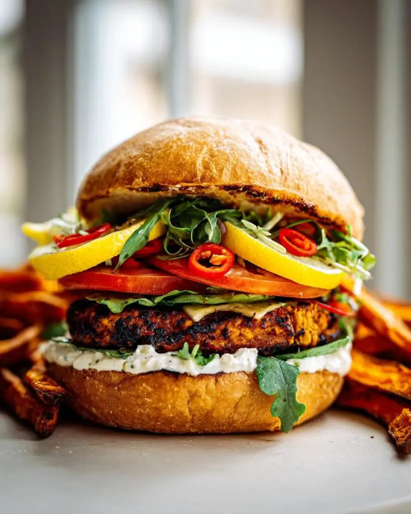 Burger de dinde et frites de patates douces