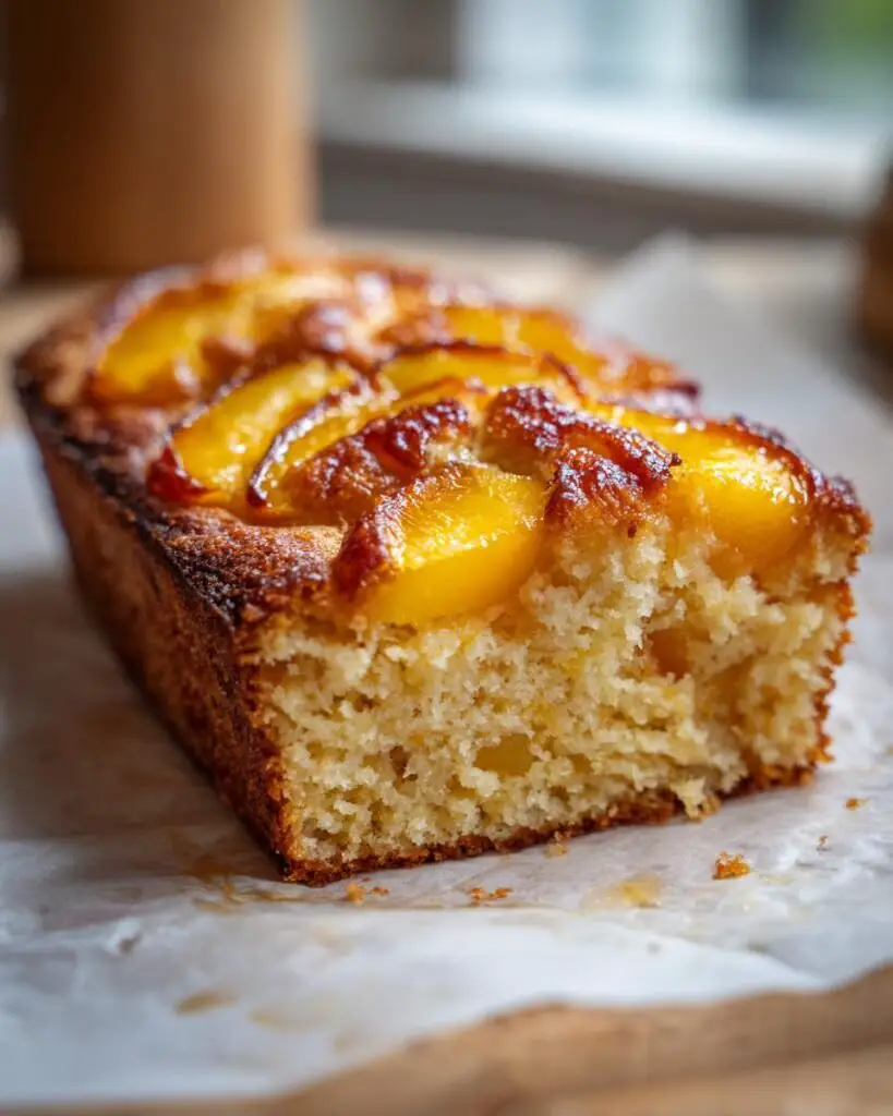 Moelleux aux pêches caramélisées