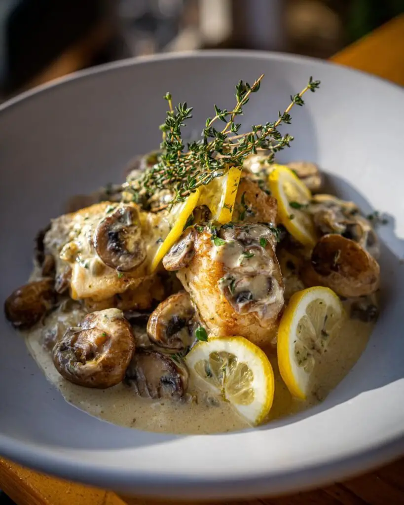 Poêlée de Poisson & Champignons à la Crème
