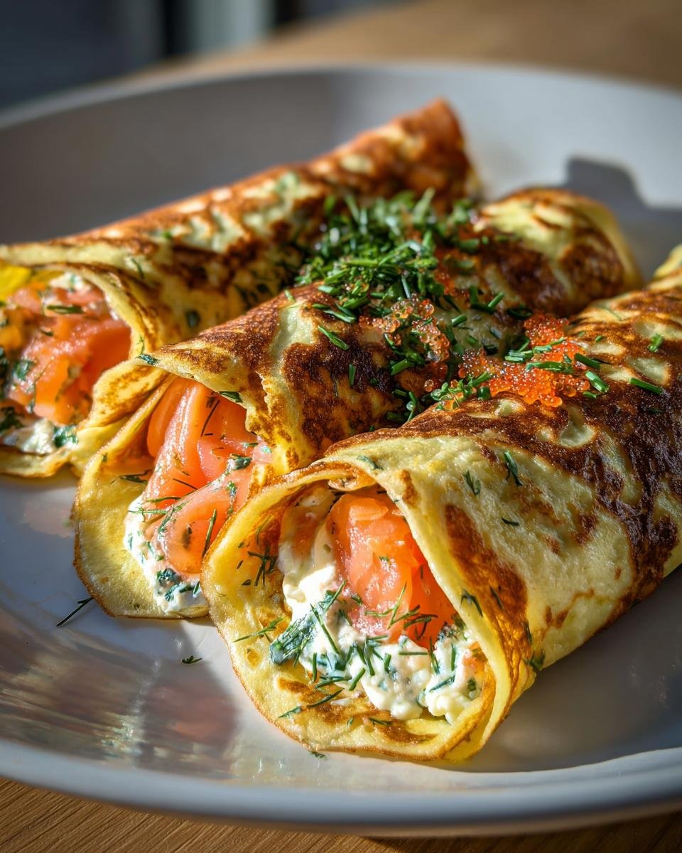 Roulés de crêpes au saumon fumé et fromage frais - detail 1