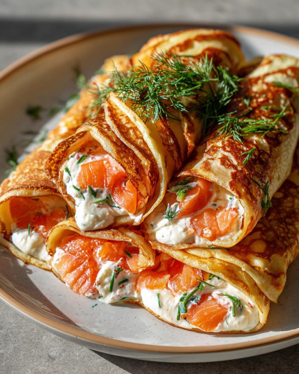 Roulés de crêpes au saumon fumé et fromage frais - detail 2