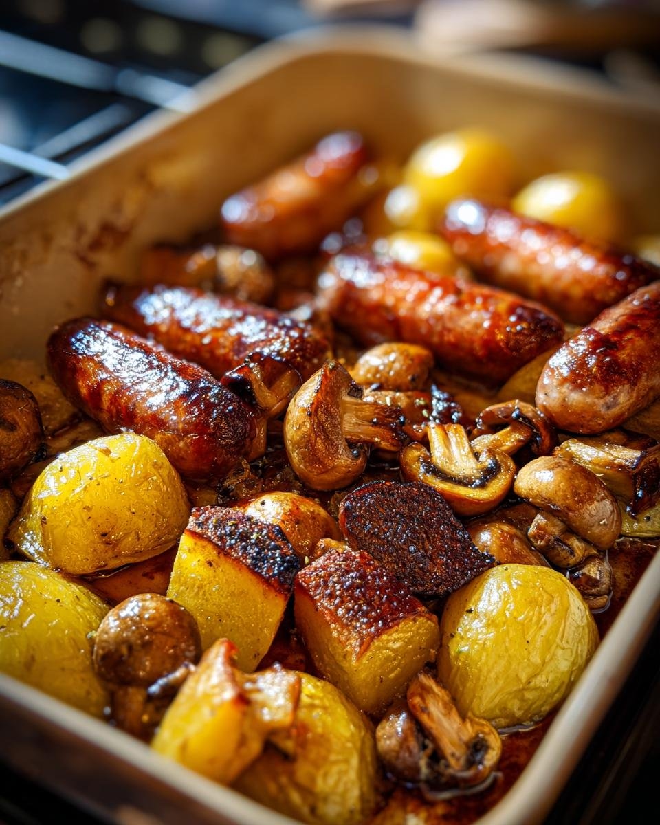 Saucisses, Champignons et Pommes de Terre au Four - detail 1