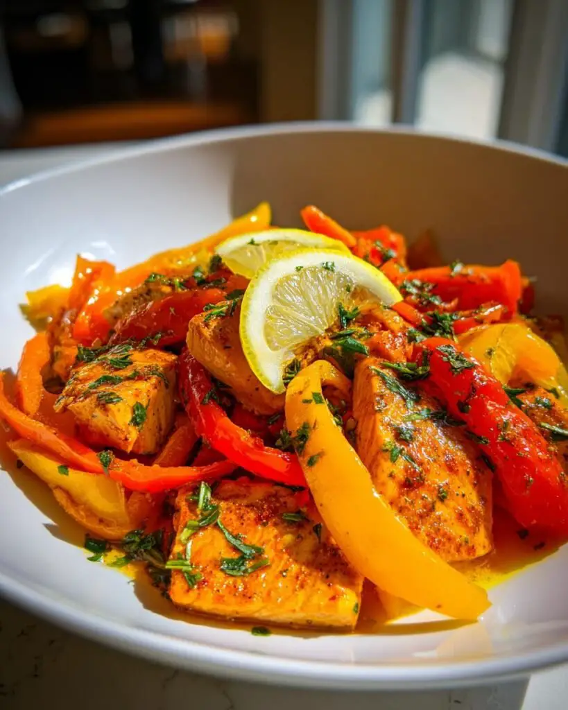 Tajine de Saumon aux Poivrons Colorés