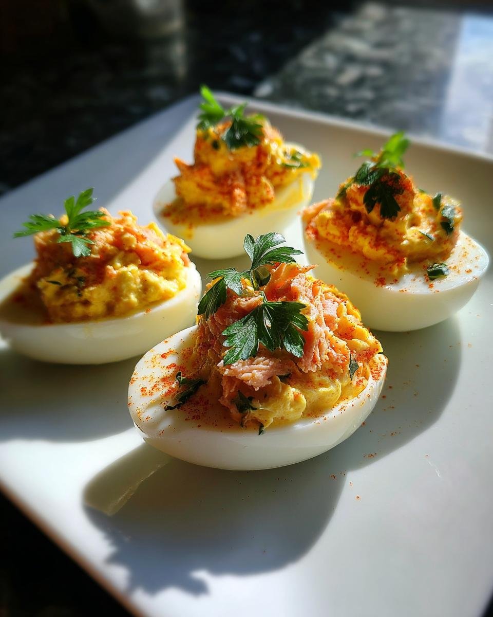 Œufs mimosa au saumon ou thon, simples et raffinés - detail 2