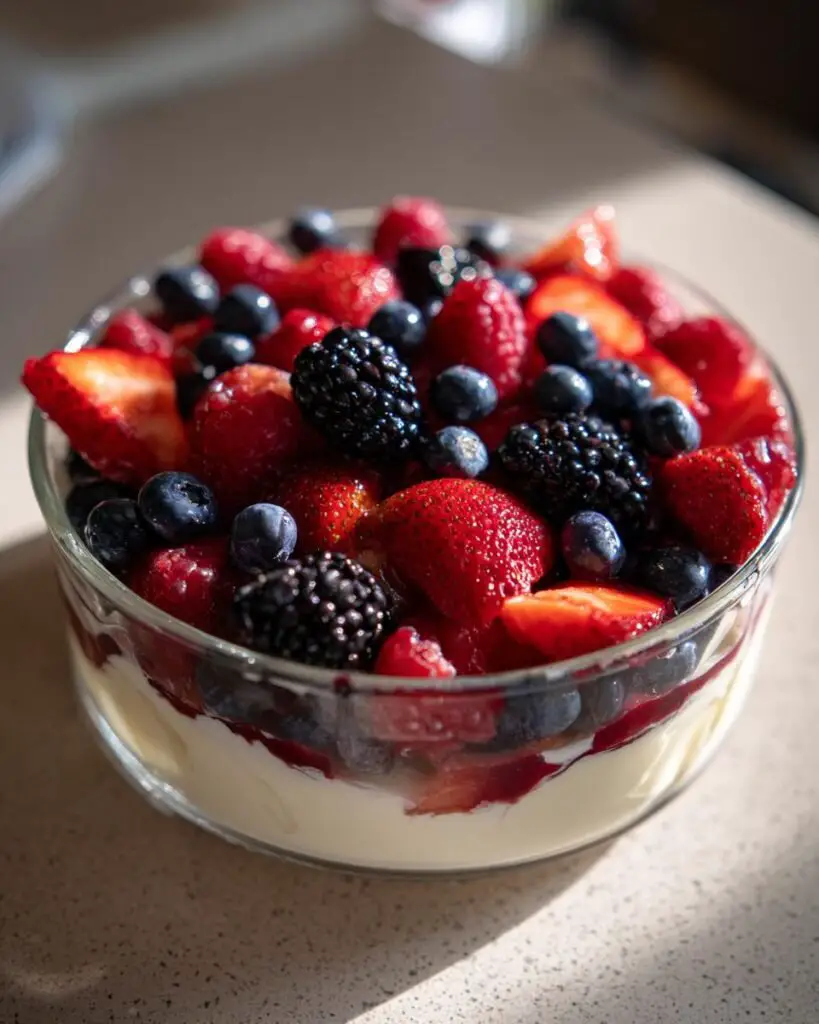 Salade de fruits au cheesecake moelleux
