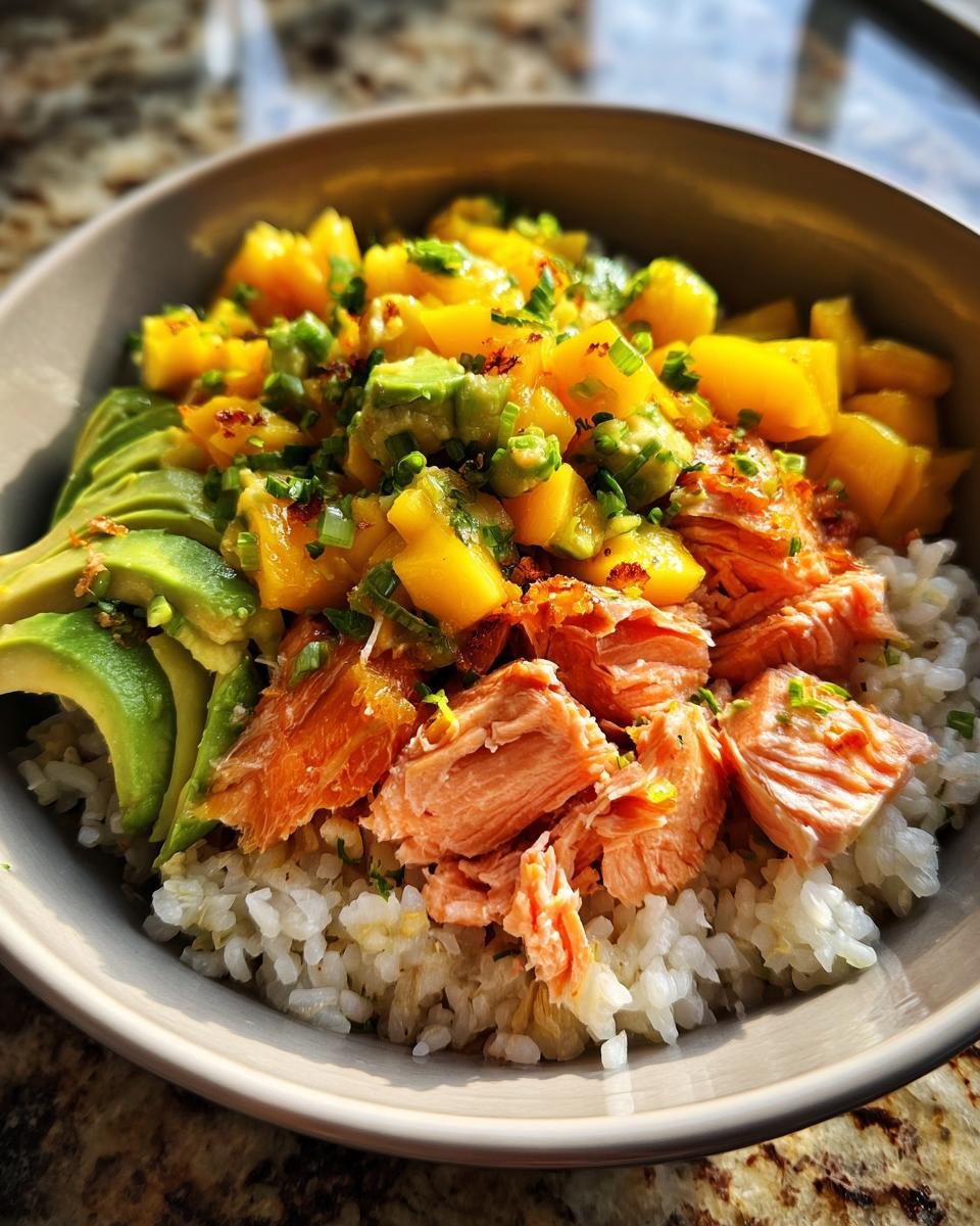 BBQ Salmon Bowls with Mango Avocado Salsa - detail 1