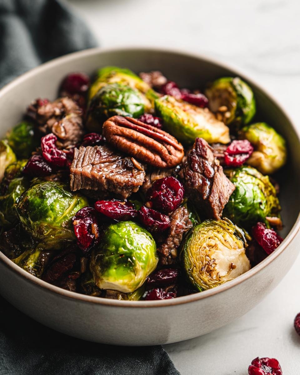 Brussels Sprouts with Beef, Pecans, and Cranberries - detail 2