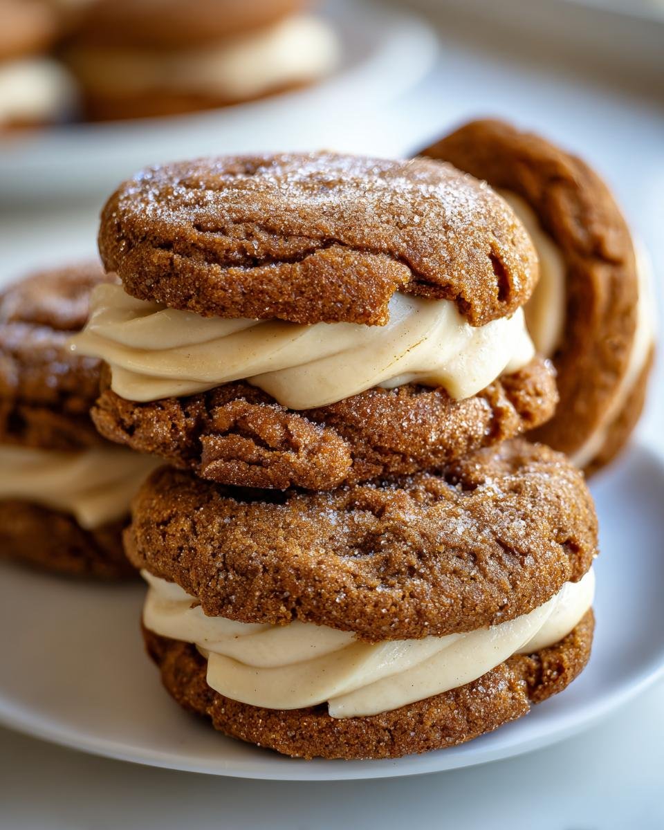 Ginger Molasses Sandwich Cookies with Eggnog Frostings - detail 2