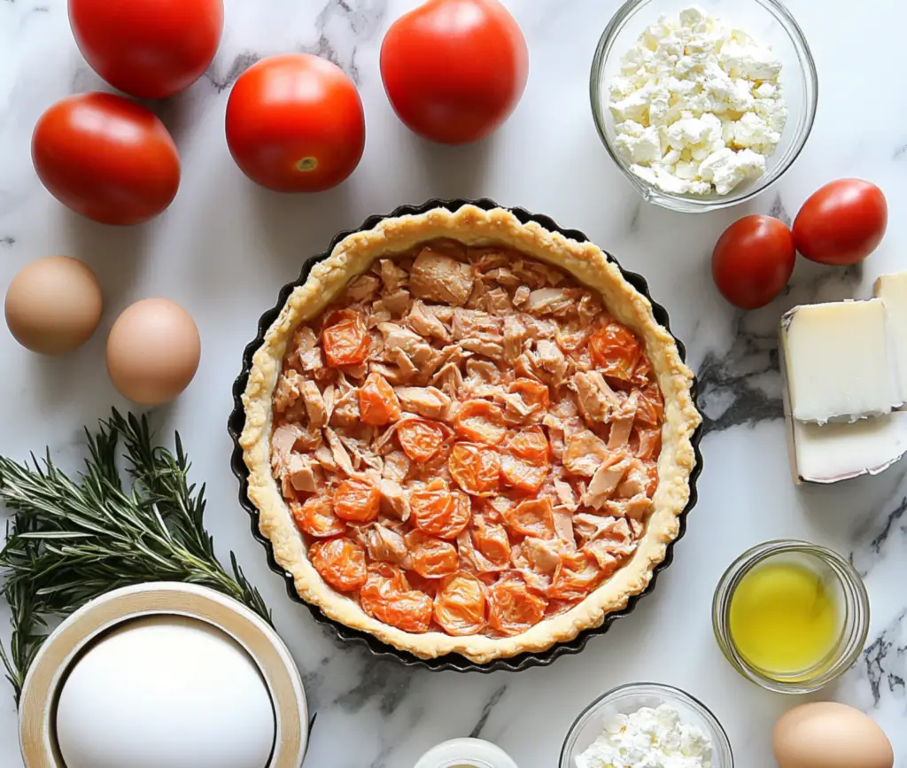 Préparation de la tarte thon tomates maison