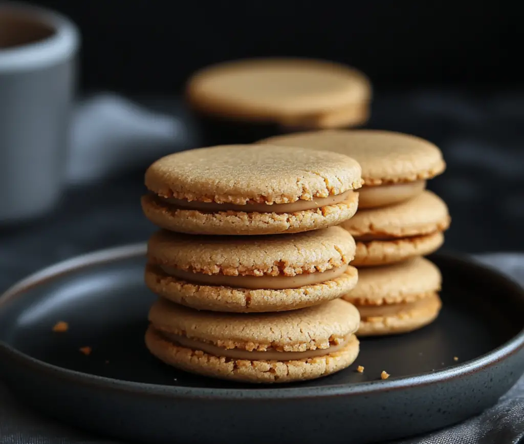 Biscuits sandwich moelleux au beurre de cacahuète fraîchement préparés