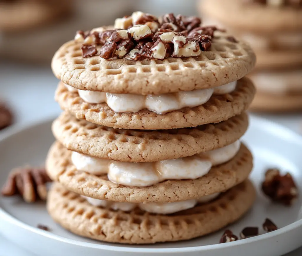 Biscuits sandwich moelleux au beurre de cacahuète fraîchement préparés