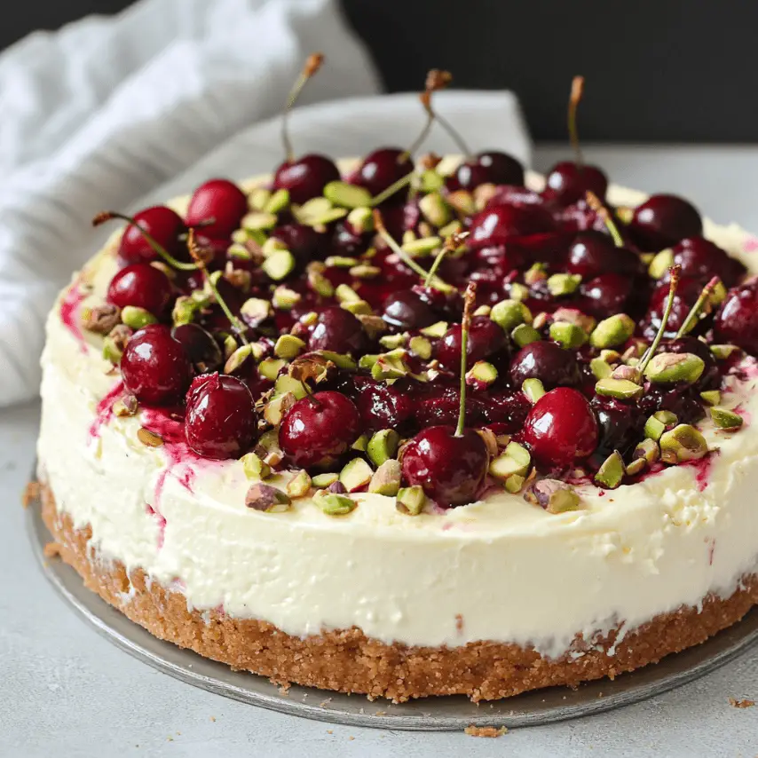 Cheesecake aux cerises et pistaches – Un dessert gourmand et coloré