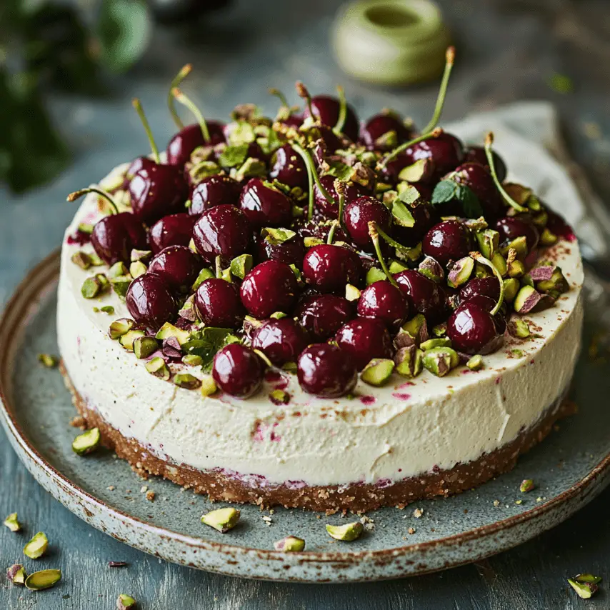 Cheesecake aux cerises et pistaches – Un dessert gourmand et coloré