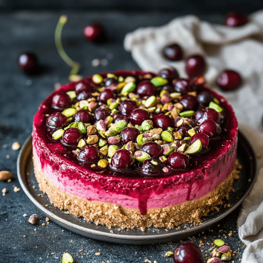 Cheesecake aux cerises et pistaches – Un dessert gourmand et coloré