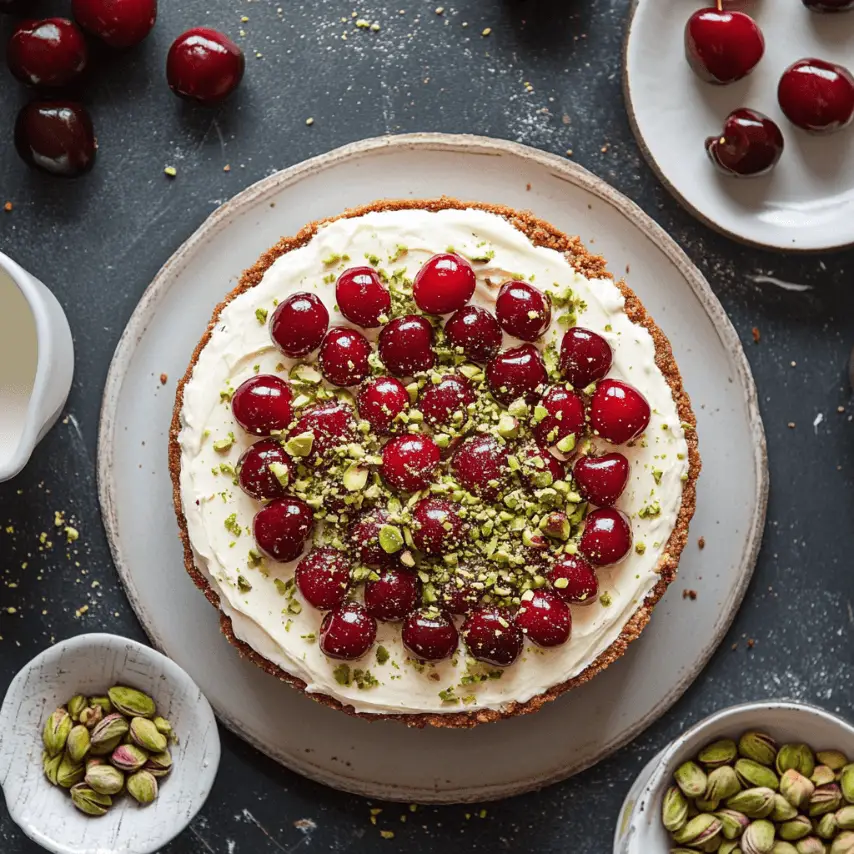 Cheesecake aux cerises et pistaches – Un dessert gourmand et coloré