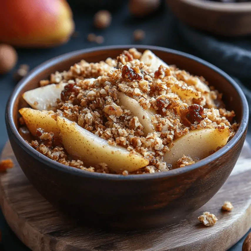 Crumble Poires Noisettes Fraîchement Sorti du Four