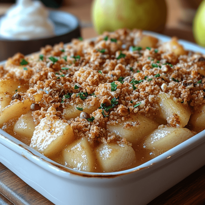 Crumble Poires Noisettes Fraîchement Sorti du Four