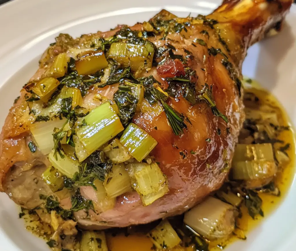 Cuisse de dinde confite aux poireaux : Un festin tendre et savoureux