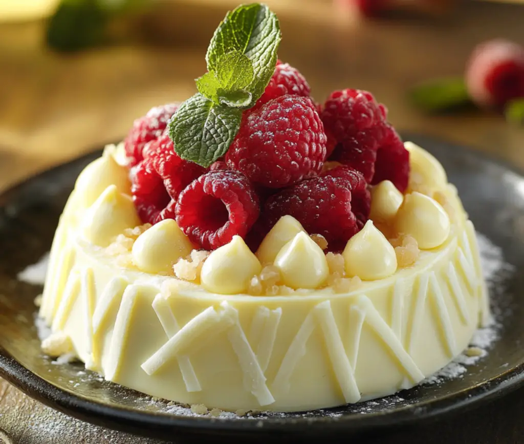 Dessert crémeux au chocolat blanc avec fruits frais
