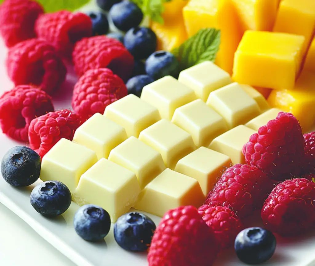 Dessert crémeux au chocolat blanc avec fruits frais