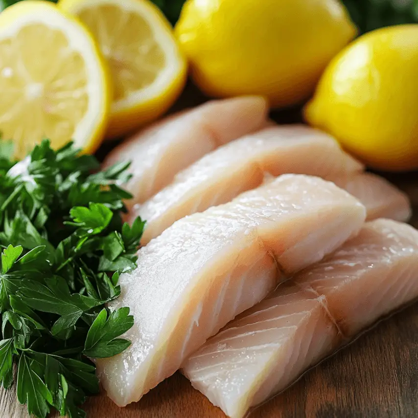 Filets de cabillaud au citron et persil, fraîchement préparés