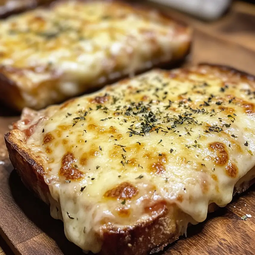 Pizza croque monsieur croustillante garnie de fromage