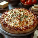 Pizza croque monsieur croustillante garnie de fromage