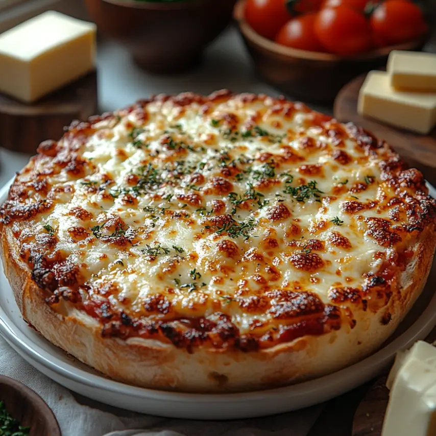 Pizza croque monsieur croustillante garnie de fromage
