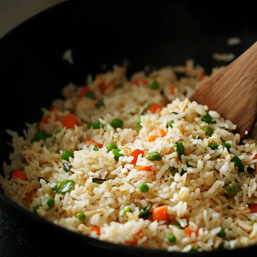 Riz frit au poulet avec légumes croquants