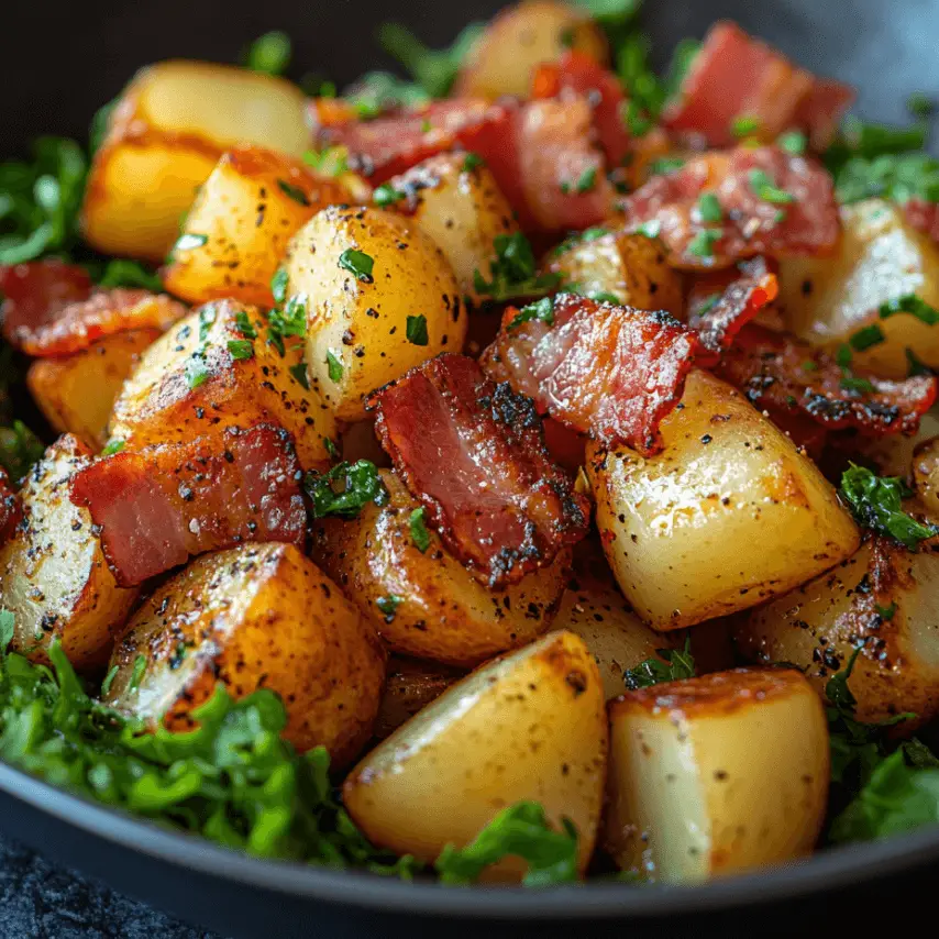 Salade de pommes de terre aux lardons de boeuf croquants