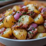 Salade de pommes de terre aux lardons de boeuf croquants