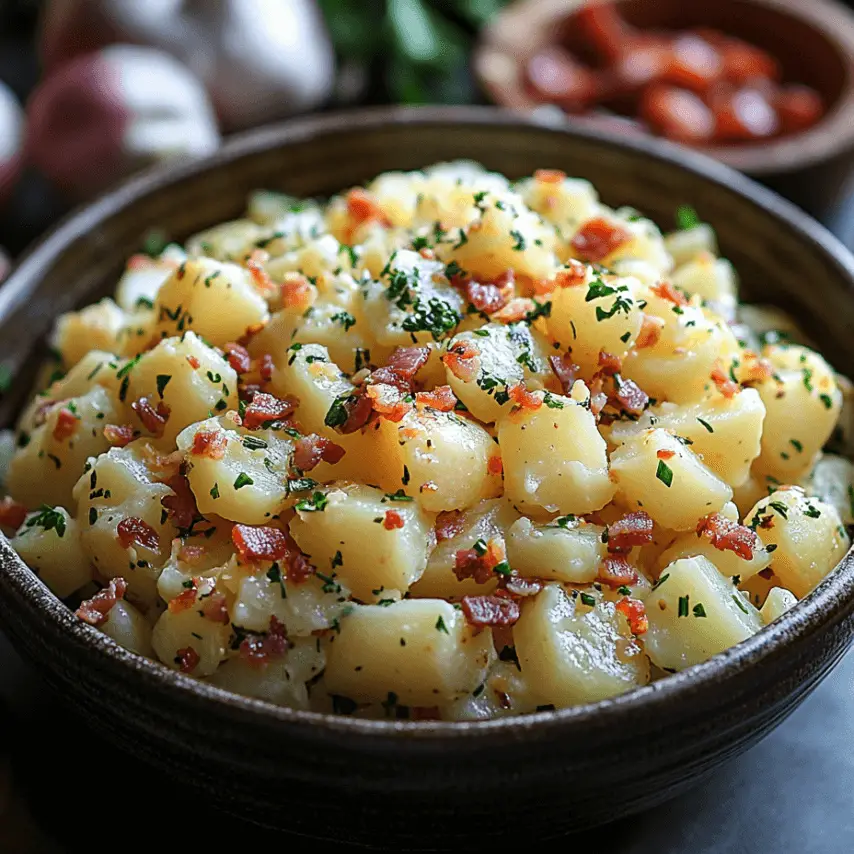 Salade de pommes de terre aux lardons de boeuf croquants