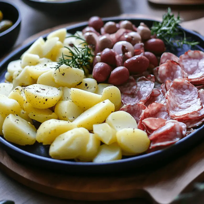 Salade raclette gourmande avec pommes de terre et fromage fondu