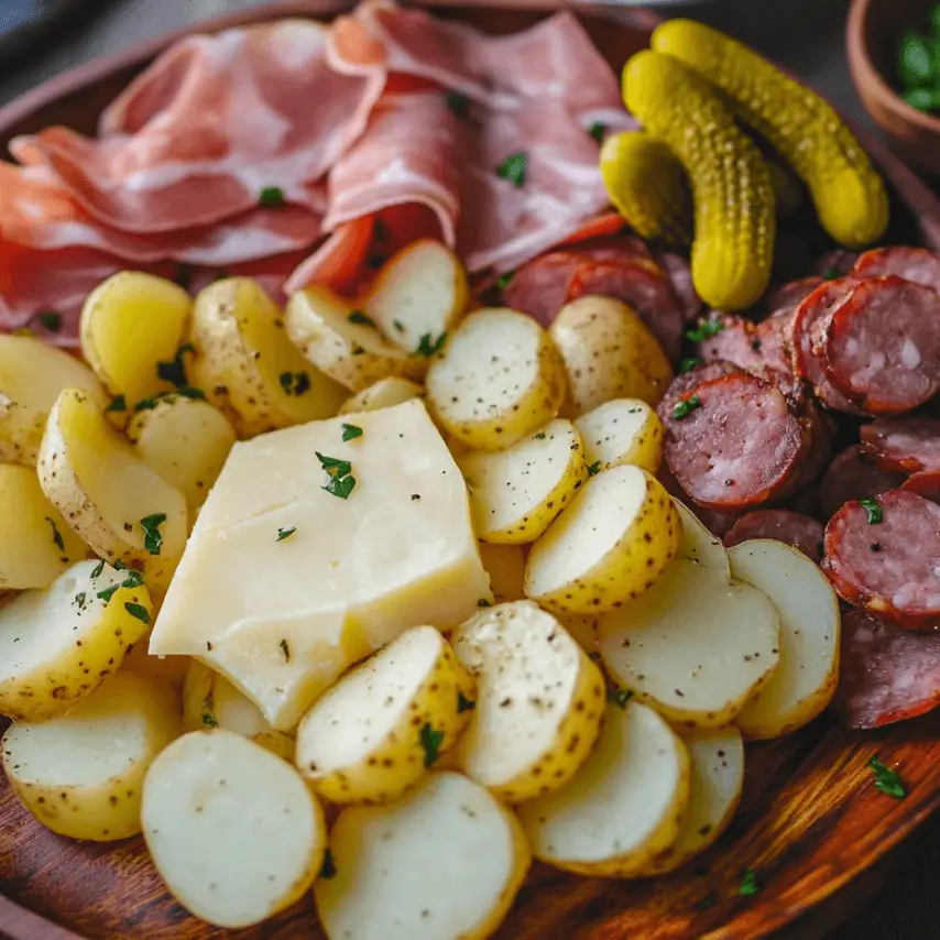 Salade raclette gourmande avec pommes de terre et fromage fondu