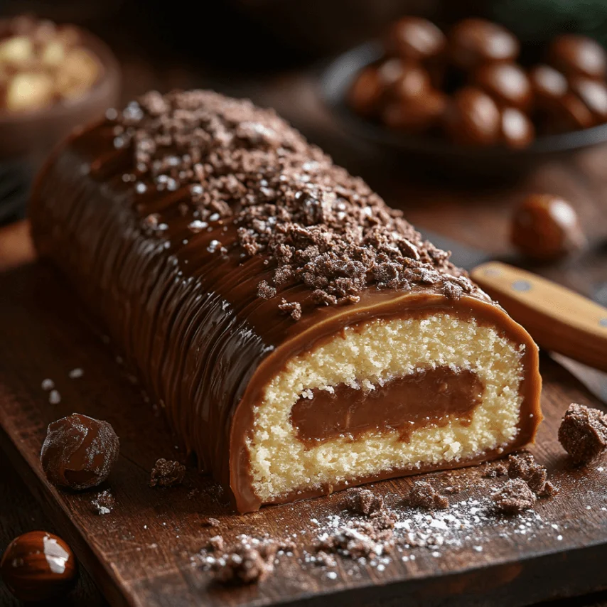 Bûche Noisettes Caramel : Délice de Noël Festif