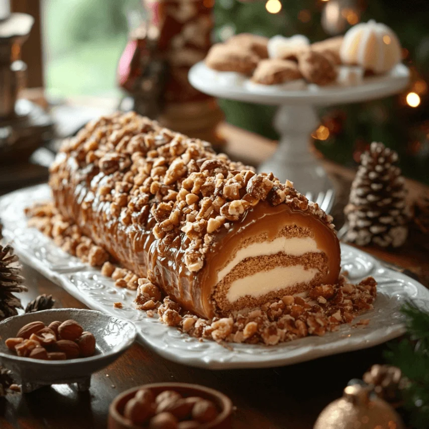 Bûche Noisettes Caramel : Délice de Noël Festif