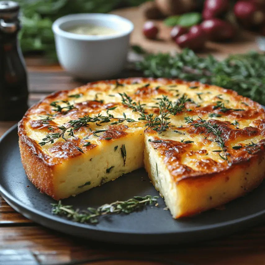 Cake au Comté et Herbes Fraîches en tranches appétissantes