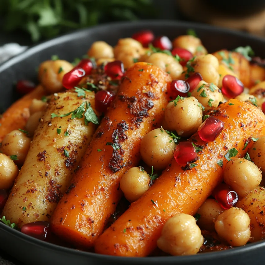 Carottes Épicées au Four avec Pois Chiches