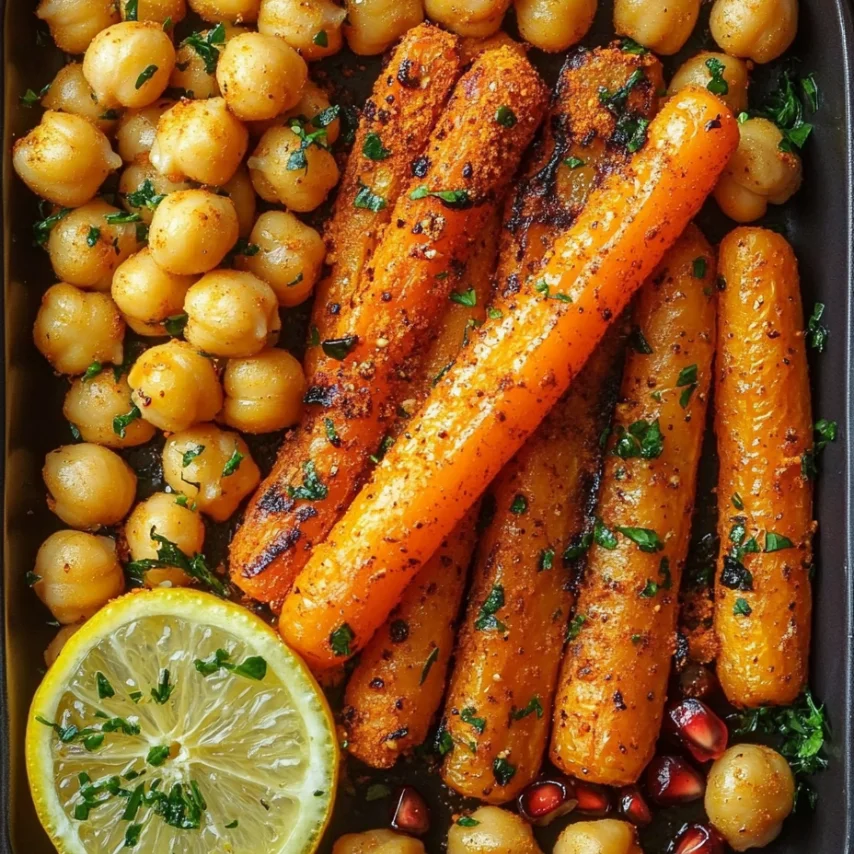 Carottes Épicées au Four avec Pois Chiches
