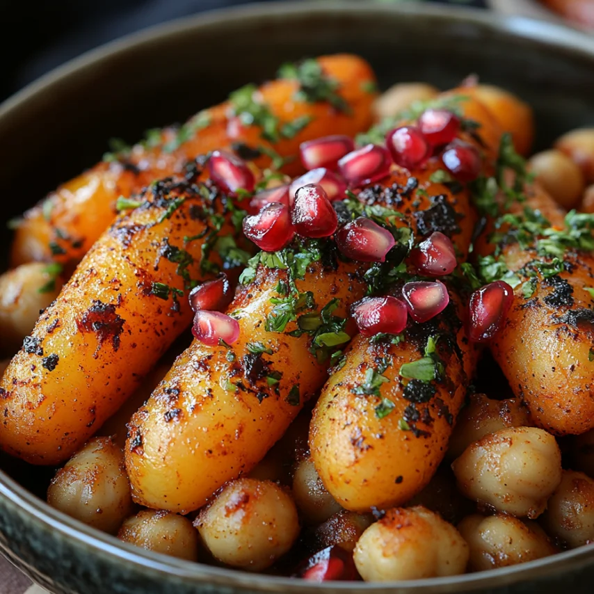 Carottes Épicées au Four avec Pois Chiches