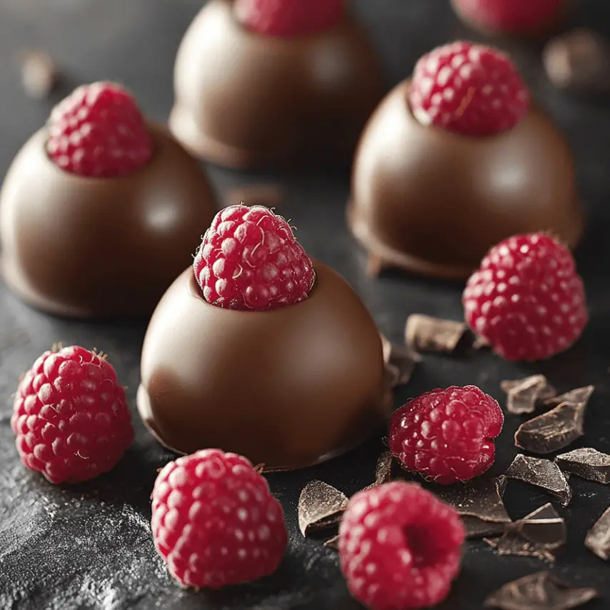 Dômes à la framboise et mousse au chocolat noir - Élégance en dessert