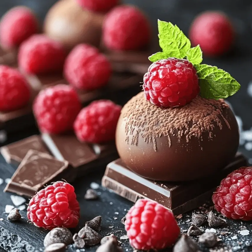 Dômes à la framboise et mousse au chocolat noir - Élégance en dessert