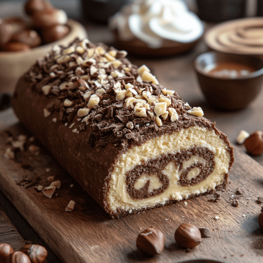 Gâteau Roulé Caramel Noisette – Une Gourmandise Élégante