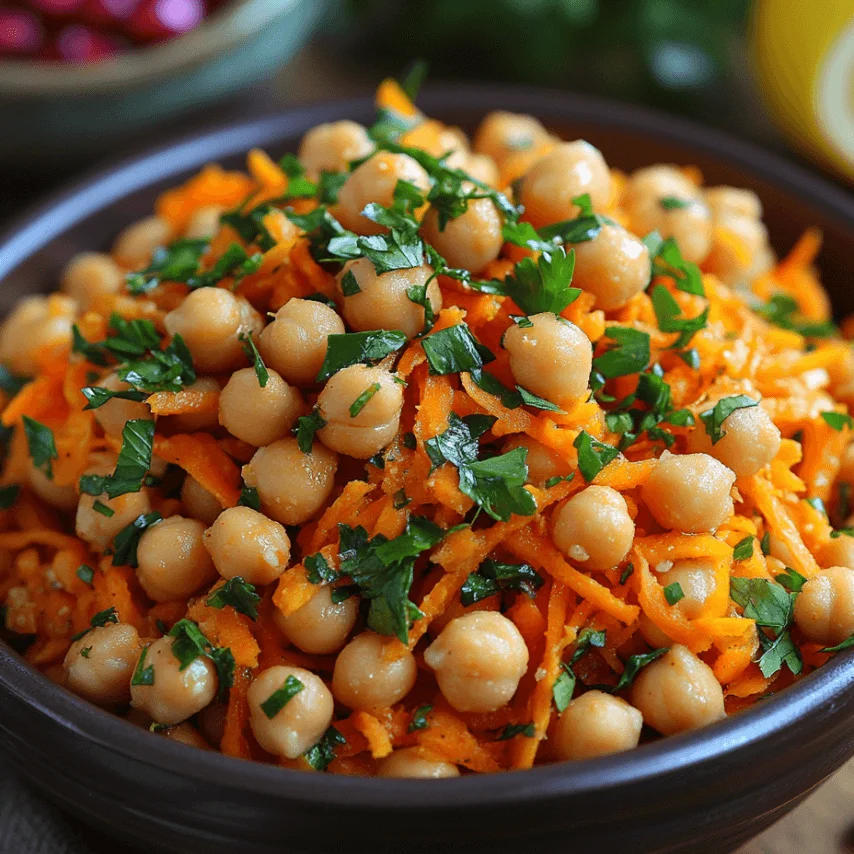 Salade de Carottes Râpées, Pois Chiches et Vinaigrette au Cumin
