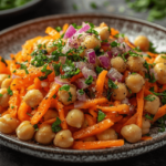 Salade de Carottes Râpées, Pois Chiches et Vinaigrette au Cumin