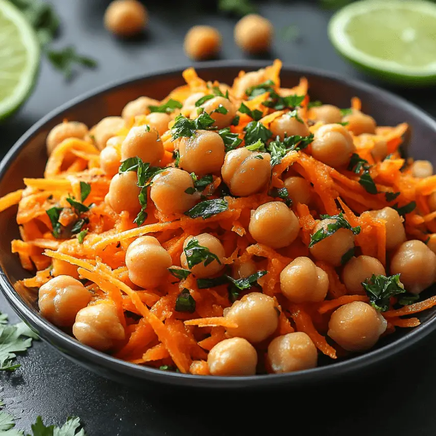 Salade de Carottes Râpées, Pois Chiches et Vinaigrette au Cumin