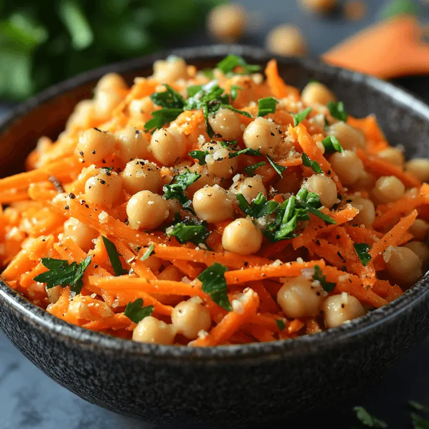 Salade de Carottes Râpées, Pois Chiches et Vinaigrette au Cumin
