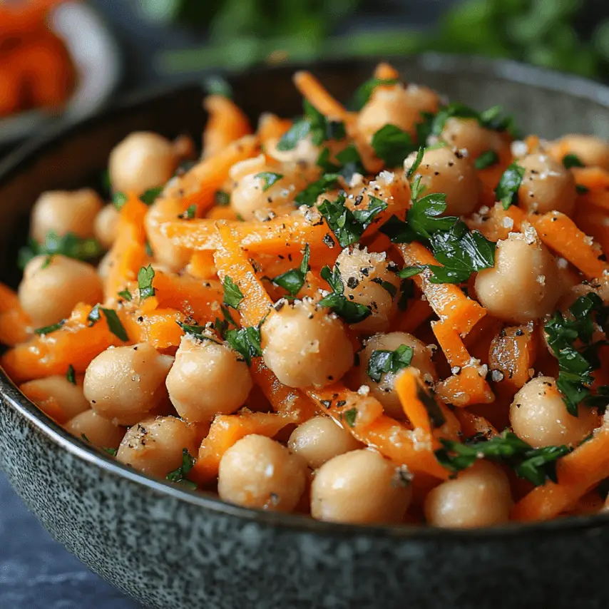 Salade de Carottes Râpées, Pois Chiches et Vinaigrette au Cumin